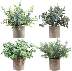 4 Pcs Artificial Plants Mini Faux P...