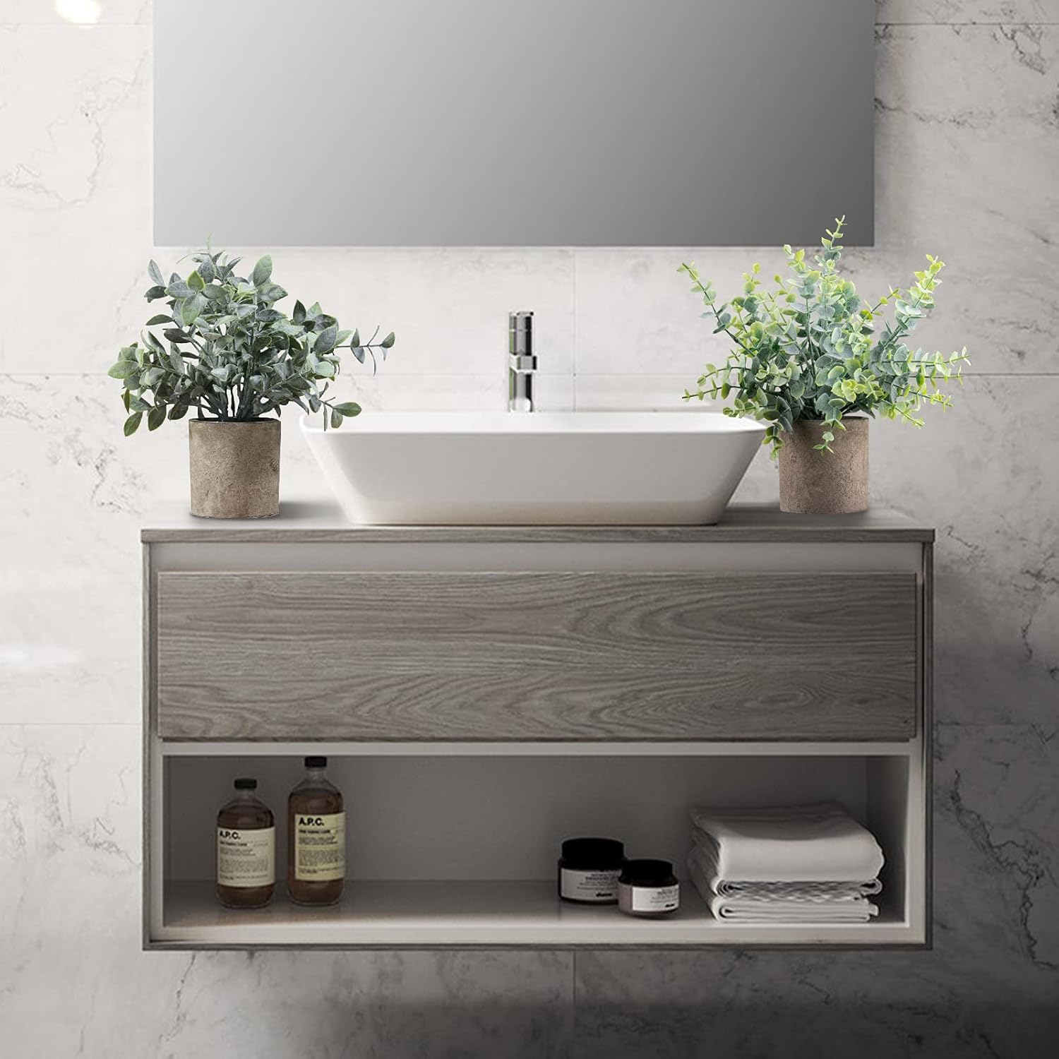 4 Pcs Artificial Plants Mini Faux Plants in Pots Small Fake Eucalyptus Plants Decor Artificial Greenery for Home Bedroom Indoor Office Desk Bathroom Farmhouse Room Coffee Table Decor - Image 2