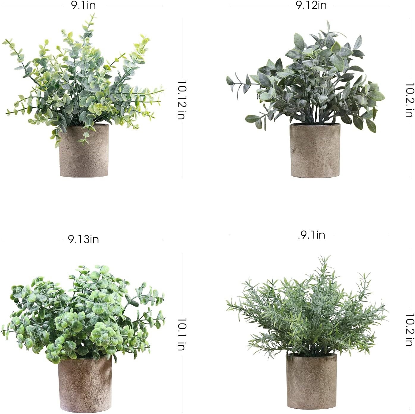 4 Pcs Artificial Plants Mini Faux Plants in Pots Small Fake Eucalyptus Plants Decor Artificial Greenery for Home Bedroom Indoor Office Desk Bathroom Farmhouse Room Coffee Table Decor - Image 3