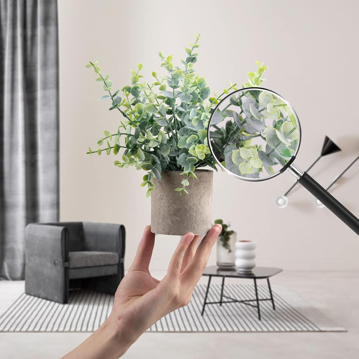 4 Pcs Artificial Plants Mini Faux Plants in Pots Small Fake Eucalyptus Plants Decor Artificial Greenery for Home Bedroom Indoor Office Desk Bathroom Farmhouse Room Coffee Table Decor - Image 4