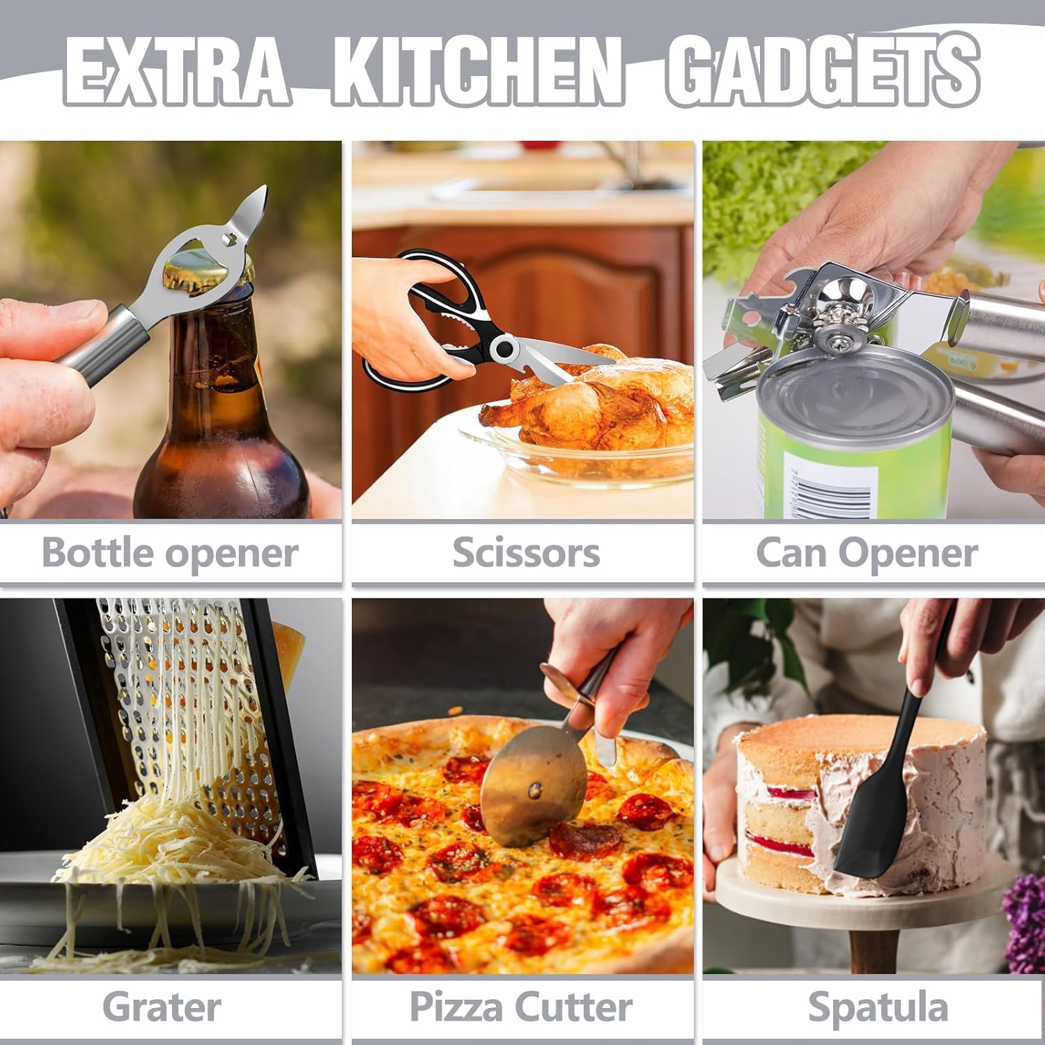 35Pcs Silicone Cooking Utensils Set, Kitchen Utensils Set, Chef Heat Resistant Kitchen Utensil Spatula Set for Nonstick Cookware, Wooden Handles Kitchen Gadgets Tools Set (Black) - Image 4