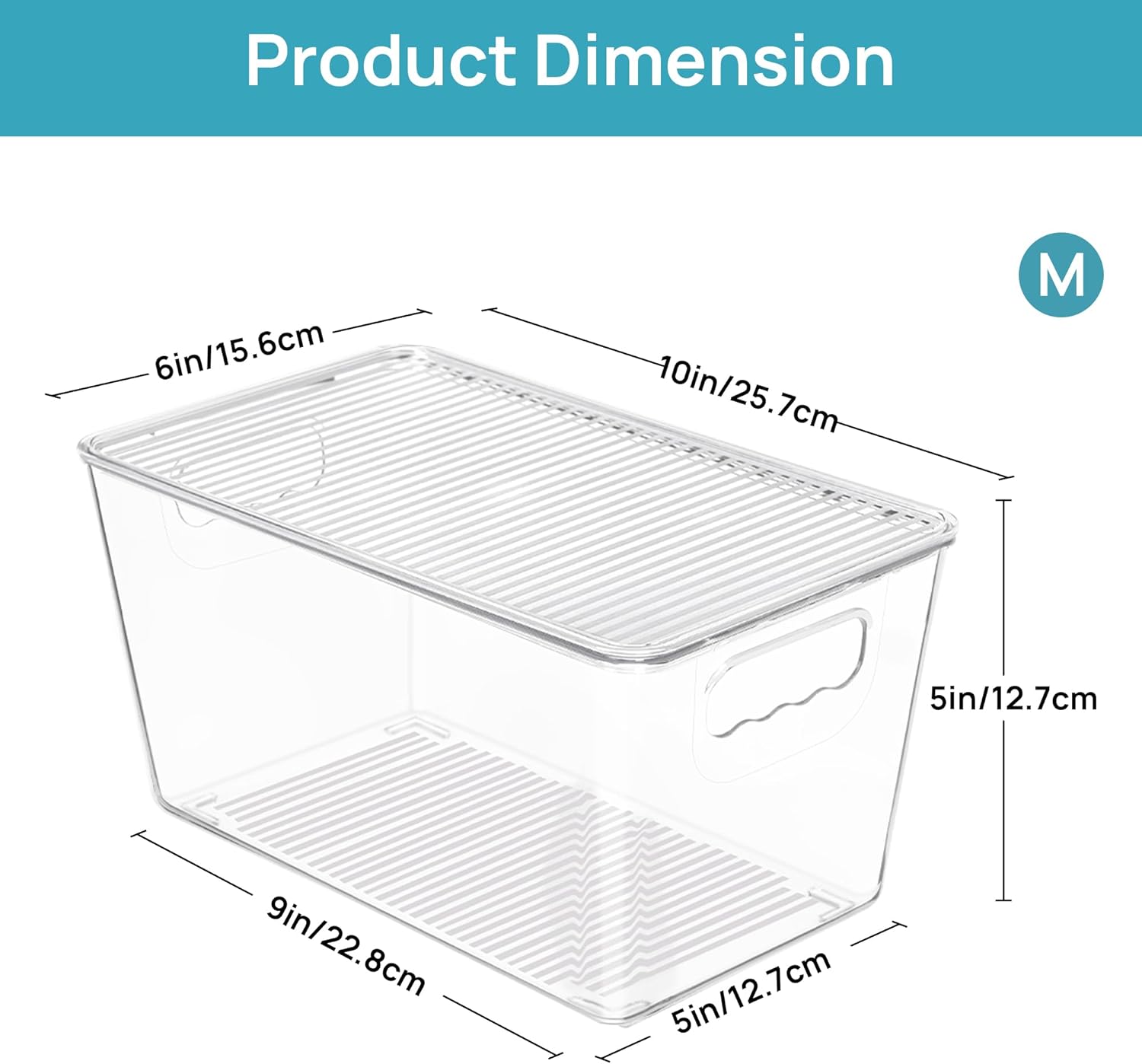 Vtopmart 6 Pack Clear Stackable Storage Bins with Lids, Organizer Boxes with Handle for Kitchen Organization, Perfect for Pantry, Fridge, Cabinet, Closet, Bathroom, Medium - Image 2