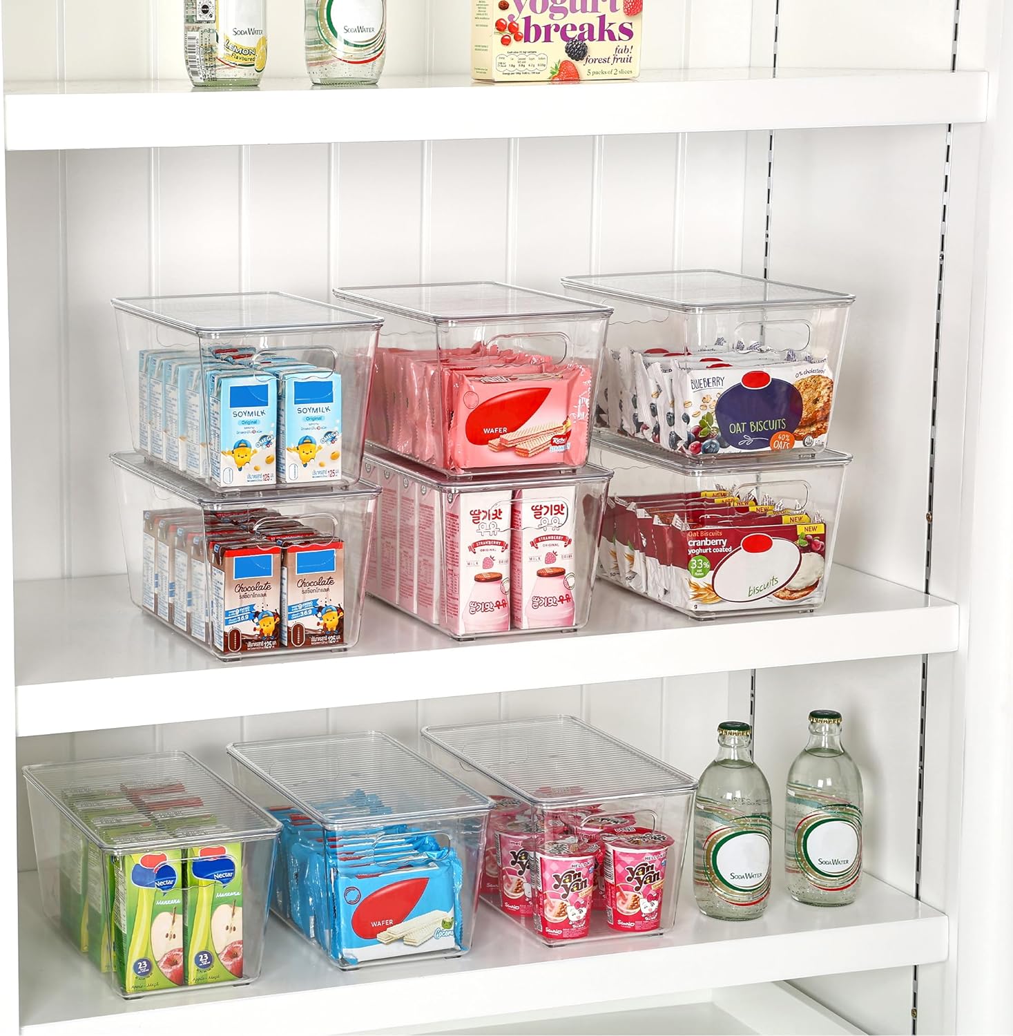 Vtopmart 6 Pack Clear Stackable Storage Bins with Lids, Organizer Boxes with Handle for Kitchen Organization, Perfect for Pantry, Fridge, Cabinet, Closet, Bathroom, Medium - Image 4