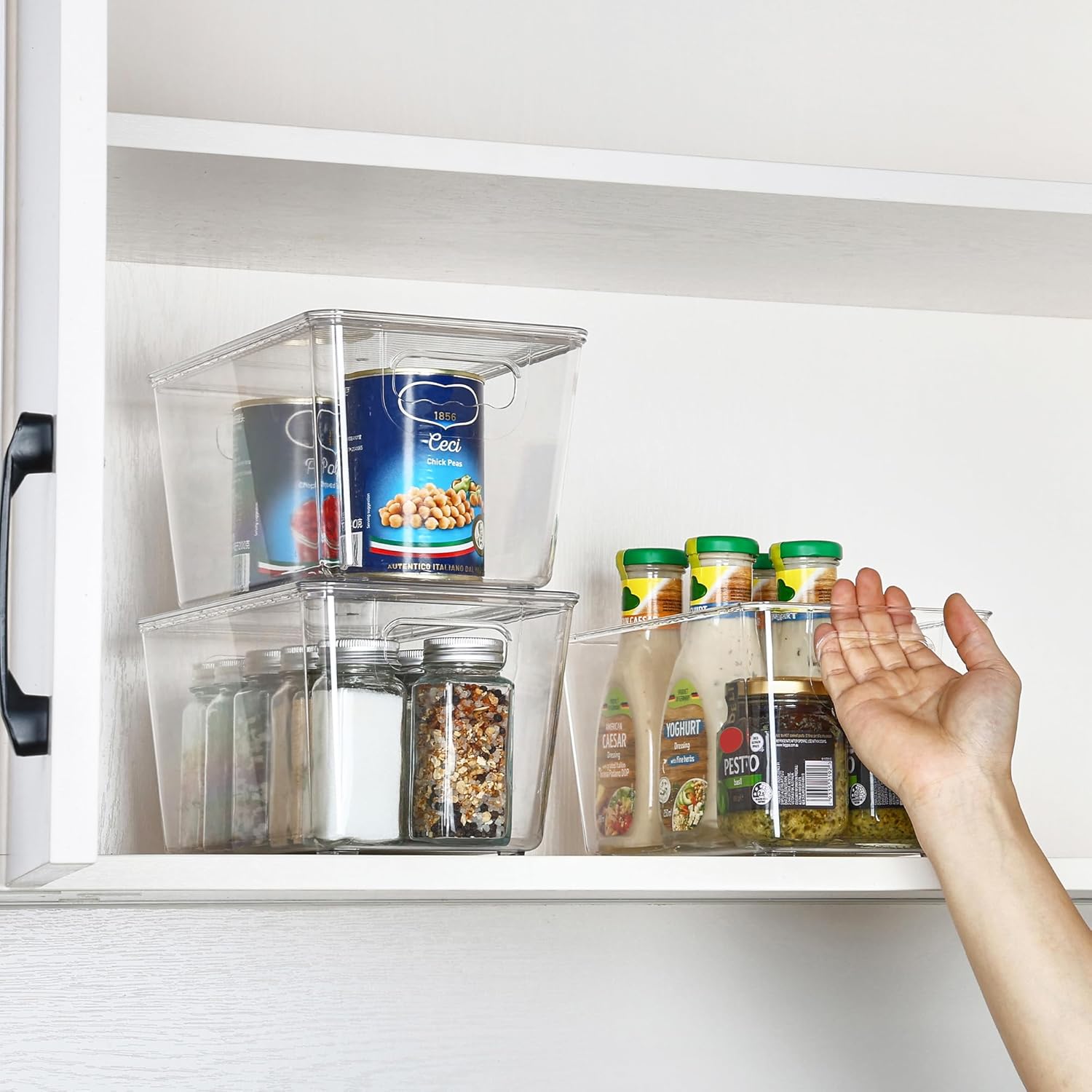 Vtopmart 6 Pack Clear Stackable Storage Bins with Lids, Organizer Boxes with Handle for Kitchen Organization, Perfect for Pantry, Fridge, Cabinet, Closet, Bathroom, Medium - Image 5