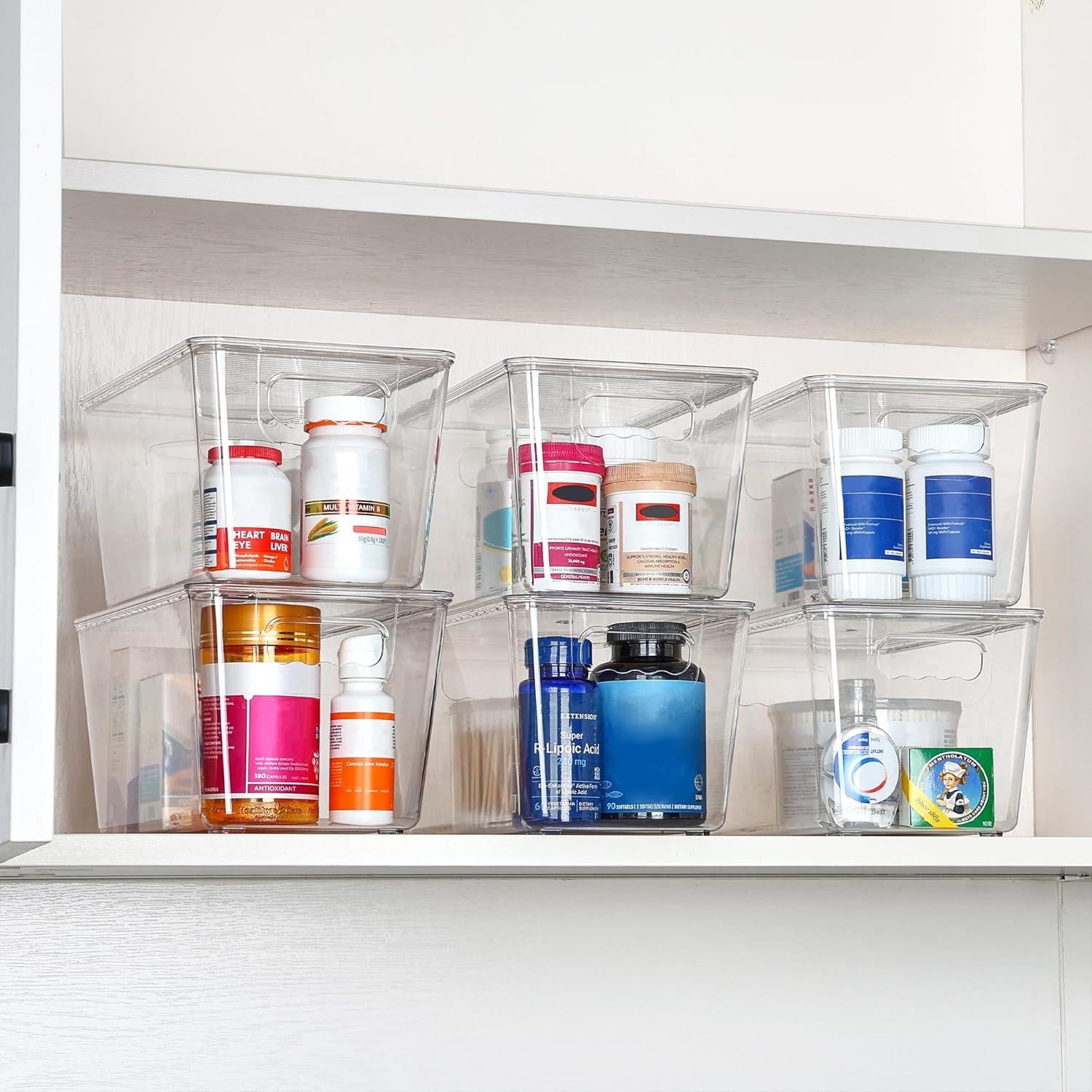 Vtopmart 6 Pack Clear Stackable Storage Bins with Lids, Organizer Boxes with Handle for Kitchen Organization, Perfect for Pantry, Fridge, Cabinet, Closet, Bathroom, Medium - Image 7