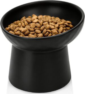 YauYik Raised Cat Bowl Black, Eleva...