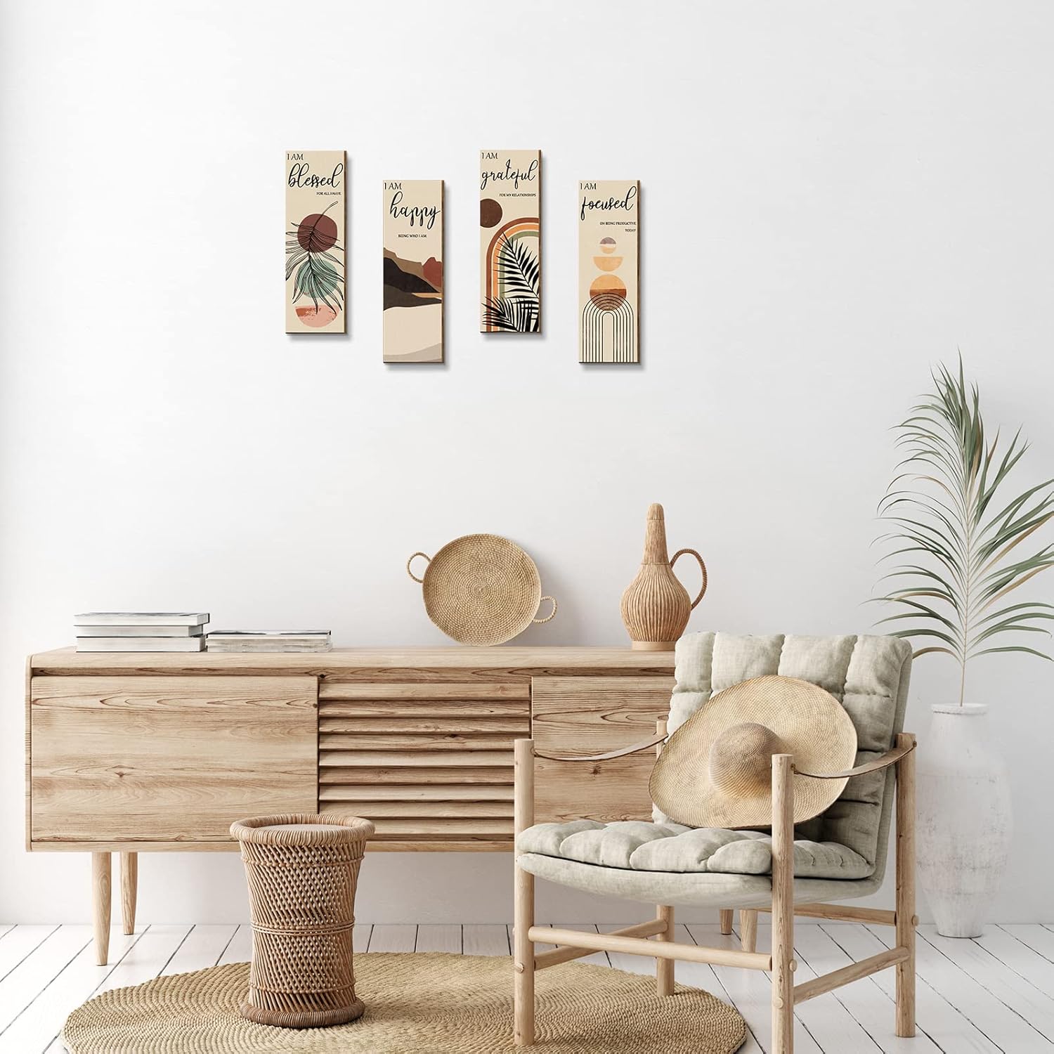 Boho Wall Art Prints 11 x 4 x 1 Inch, Set of 4, Mid Century Positive Affirmations Wall Decor Inspirational Boho Prints Wall Art Minimalist Home Decor Prints for Kitchen, Bedroom, Living Room, No Frame - Image 7