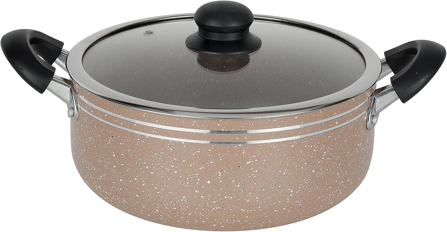 Delcasa 10-Piece Non-Stick Cookware Set with Granite Coating DC1889BGE Includes Casseroles, Sauce Pan - Image 4