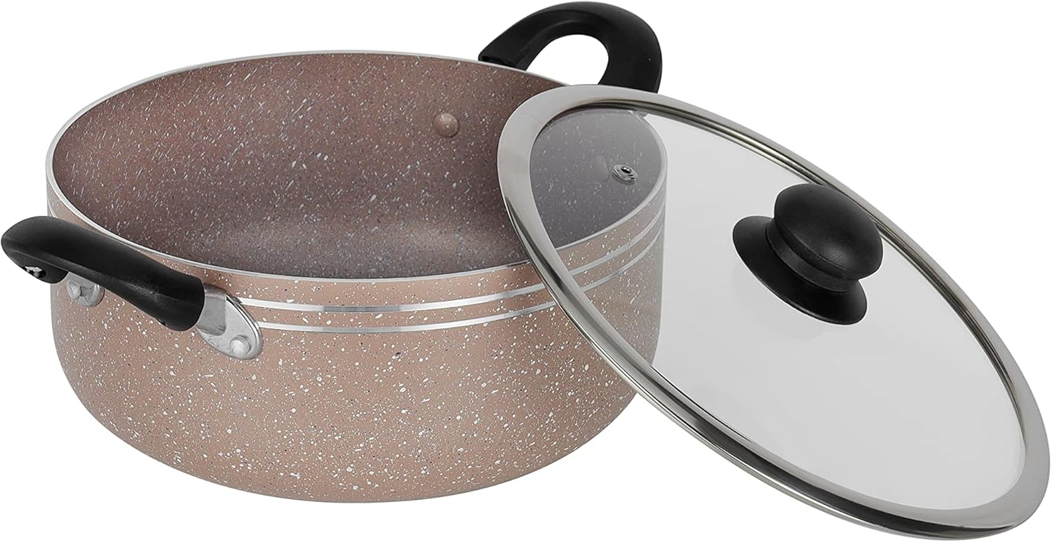 Delcasa 10-Piece Non-Stick Cookware Set with Granite Coating DC1889BGE Includes Casseroles, Sauce Pan - Image 5