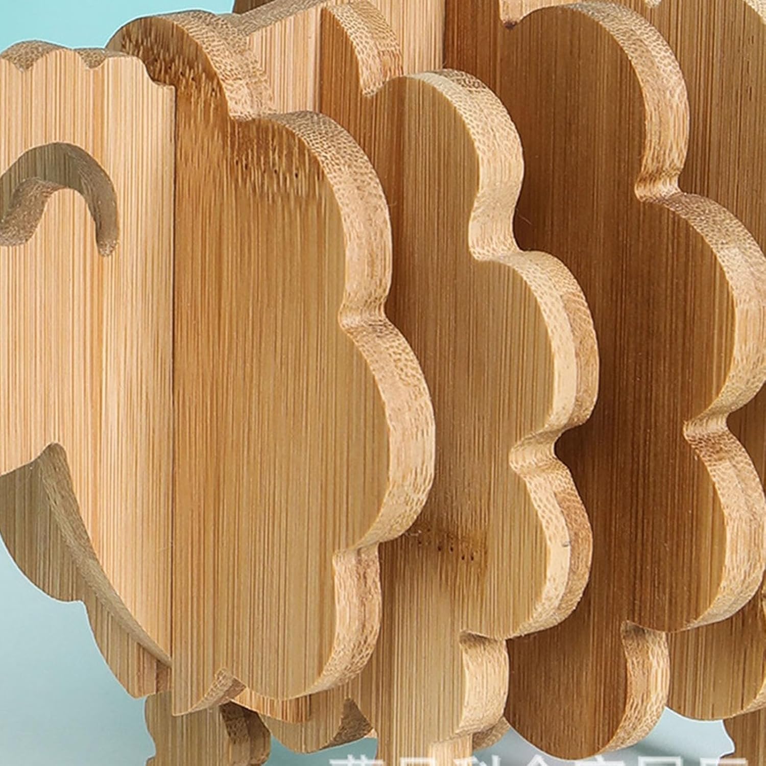 Tazweeq Creative Animal Shape Cup Coasters, Anti-SLI Tabletop Protection with Holder, Wood Minimalist Home Decor for New House Gift - Image 2