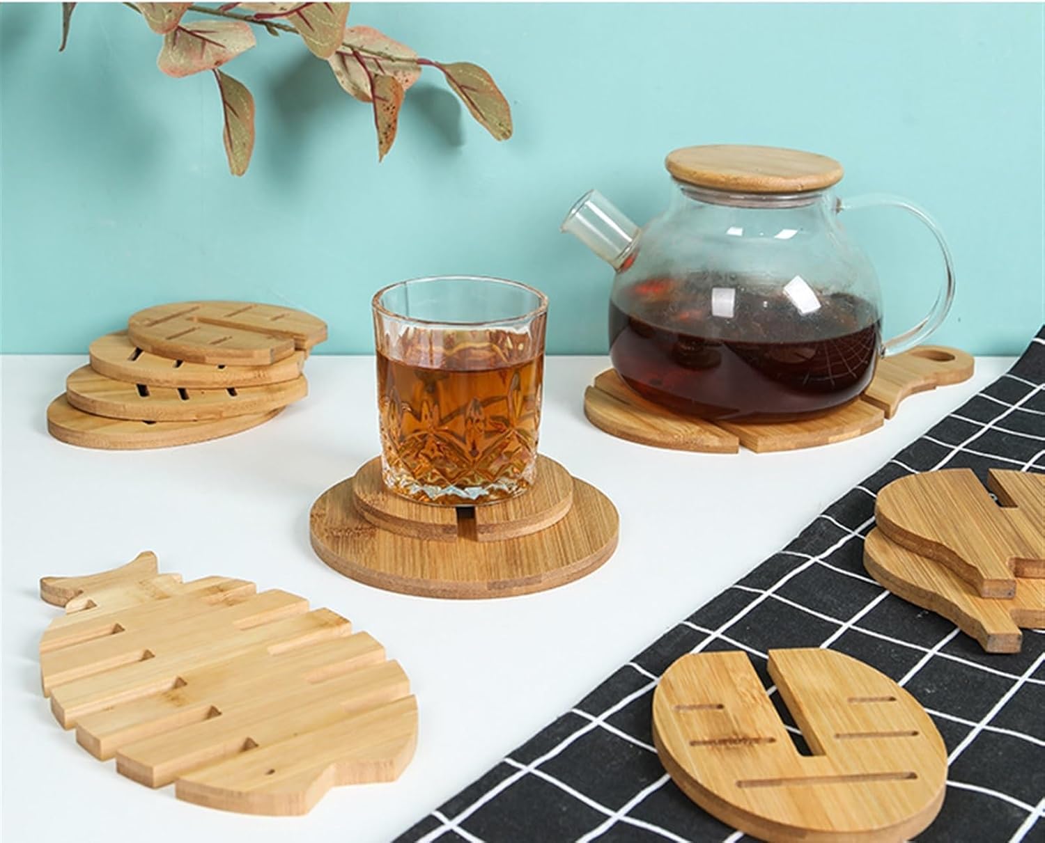 Tazweeq Creative Animal Shape Cup Coasters, Anti-SLI Tabletop Protection with Holder, Wood Minimalist Home Decor for New House Gift - Image 5