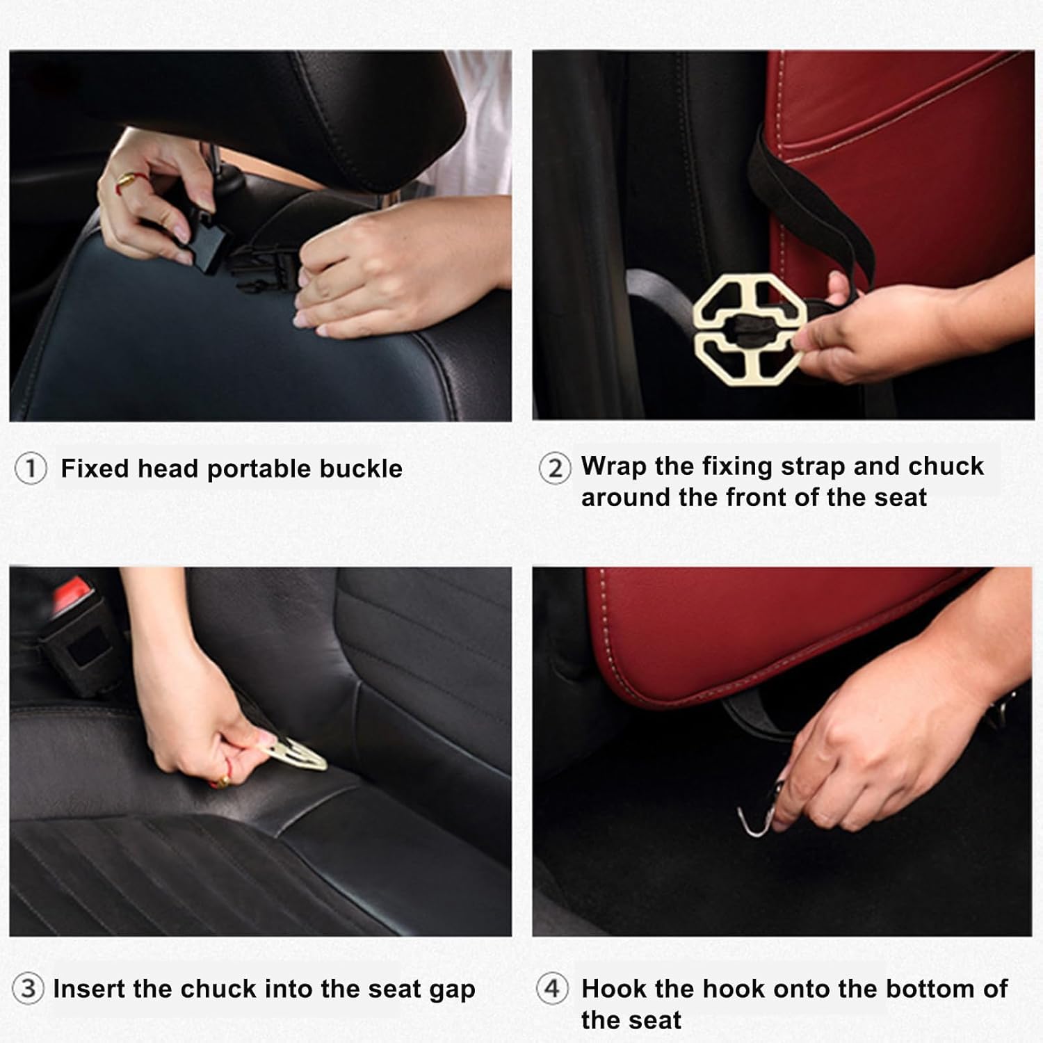 Azonee Car Seat Organiser, Car Organiser Back Seat For Kids, PU Leather with Folding Tray Tissue Box, Water Bottle/Umbrella Holder, for Travel, Parents Drivers, Kids Toys Food Storage - Image 5