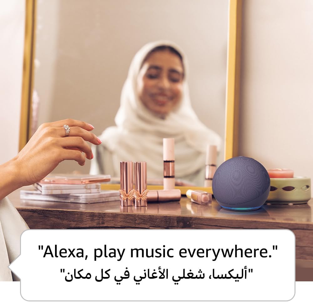 Echo Dot (5th Gen) | smart bluetooth speaker with vibrant sound and Alexa | Use your voice to control smart home devices, play music or the Quran, and more (speaks English & Khaleeji) | Charcoal - Image 3