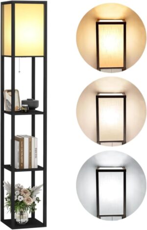 Floor Lamp with Shelves, Modern Sta...