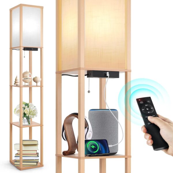 OUTON LED Floor Lamp with Shelves, ...
