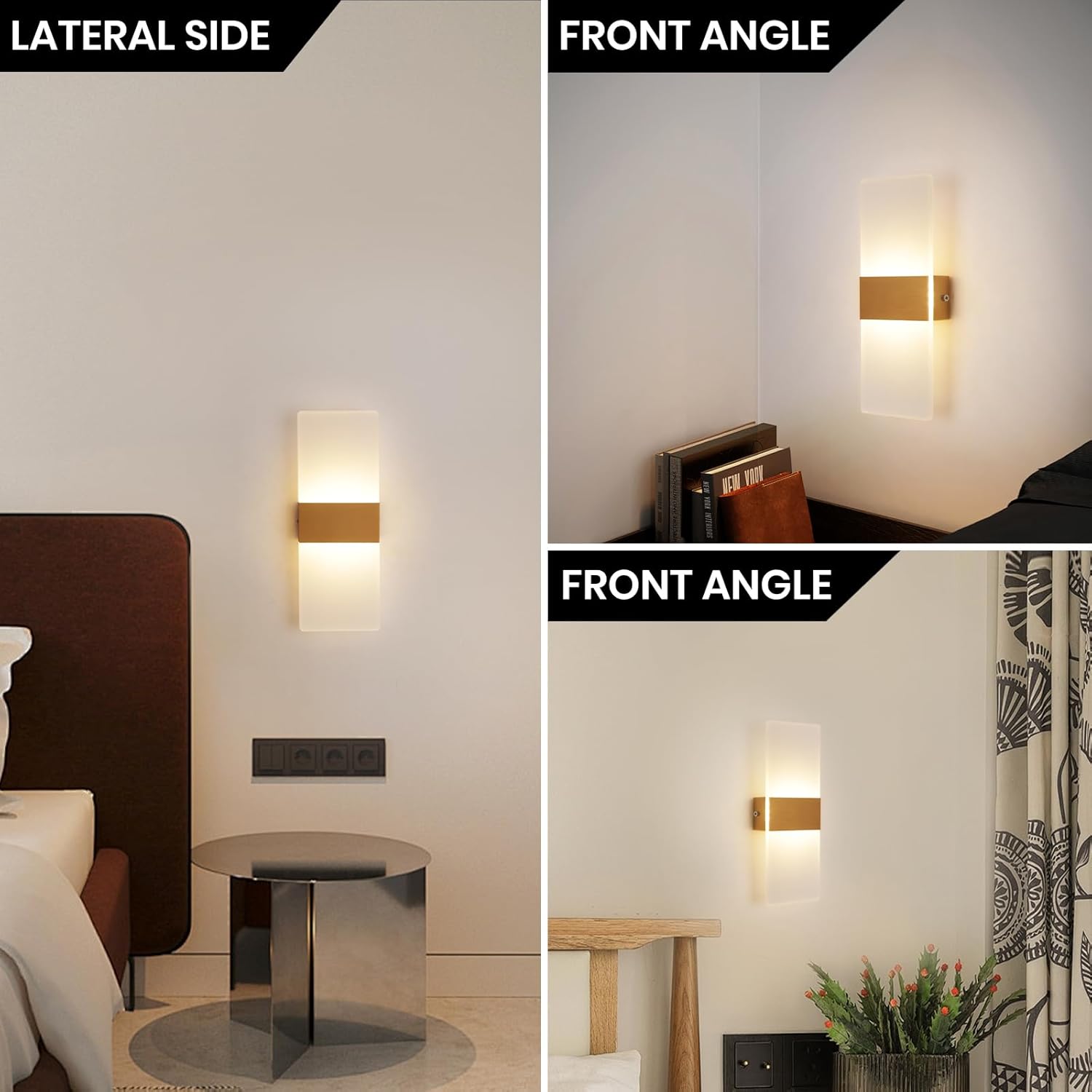 YATAI Modern Minimalist LED Wall Light, 4W, Gold, 3-Color Dimmable (3000K-6000K), Acrylic & Metal Wall Lamp for Bedroom, Mirror Side, Dressing Table, Hallway - Image 6