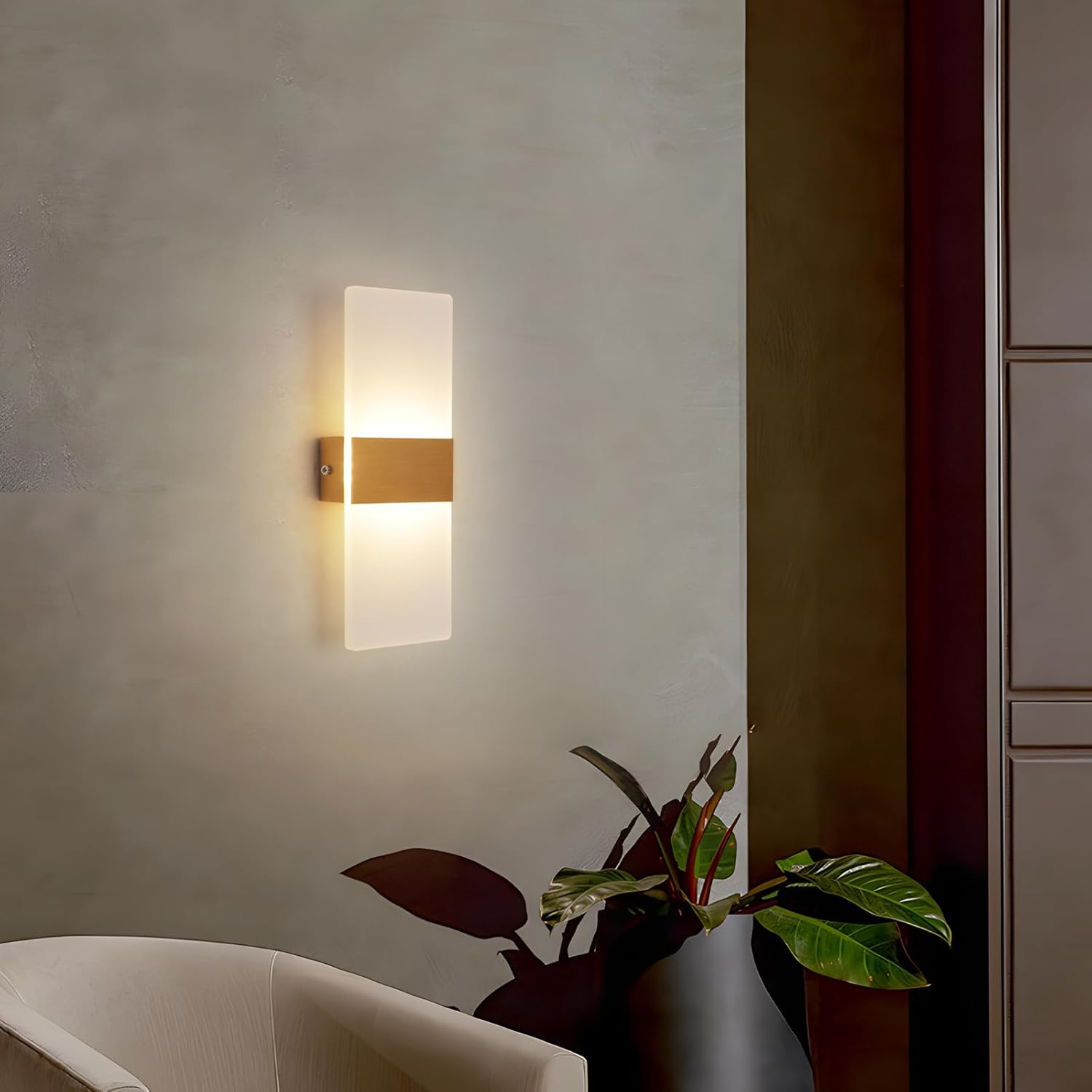 YATAI Modern Minimalist LED Wall Light, 4W, Gold, 3-Color Dimmable (3000K-6000K), Acrylic & Metal Wall Lamp for Bedroom, Mirror Side, Dressing Table, Hallway - Image 8