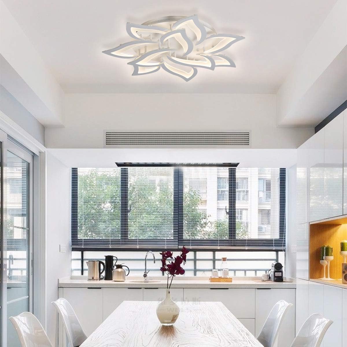 Garwarm Dimmable LED Ceiling Light, Modern Acrylic Flush Mount Ceiling Lamp with Remote Control, 72W Metal Flower Shape Chandelier Lighting Fixture for Living Room Bedroom - Image 4