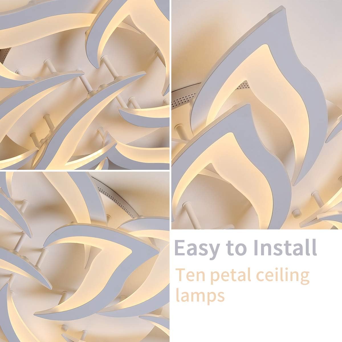 Garwarm Dimmable LED Ceiling Light, Modern Acrylic Flush Mount Ceiling Lamp with Remote Control, 72W Metal Flower Shape Chandelier Lighting Fixture for Living Room Bedroom - Image 7