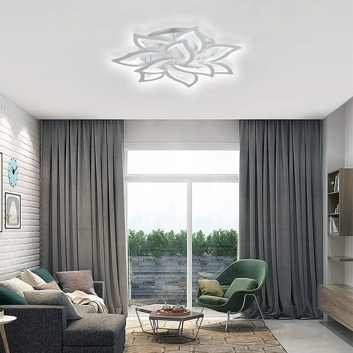Garwarm Dimmable LED Ceiling Light, Modern Acrylic Flush Mount Ceiling Lamp with Remote Control, 72W Metal Flower Shape Chandelier Lighting Fixture for Living Room Bedroom - Image 9