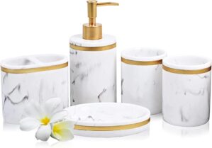 Bathroom Accessories Set, 5 Pcs Mar...