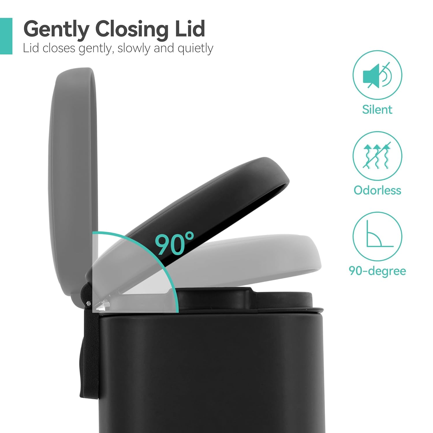 5L Stainless Steel Trash Can with Soft-Close Lid - 5l Fingerprint-Proof & Rust-Resistant Bin for Arabic Kitchens, Mosques & Guest Bathrooms - Image 2