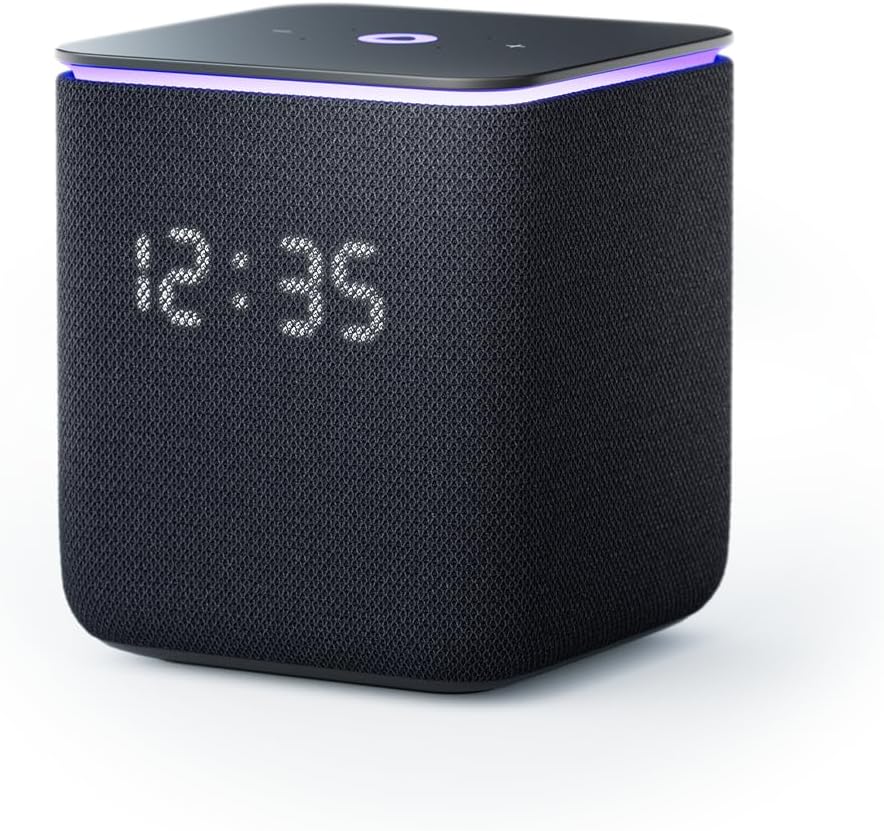 Yango Yasmina Midi Smart Speaker 24W with Room Correction & Zigbee Hub - Ambient Light Ring, Azan Prayer Times & Khaleeji Arabic & English, Quran Stories, Black