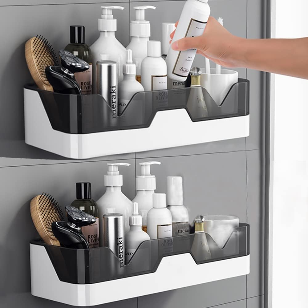 Shower Caddy Adhesive Shower Shelf for Bathroom: Premium Wall Mount Bathroom Organizer Shelf - No Drilling Corner Sower Organizer - Upgraded Rustproof Kitchen Storage Rack (2 Pcs) - Image 4