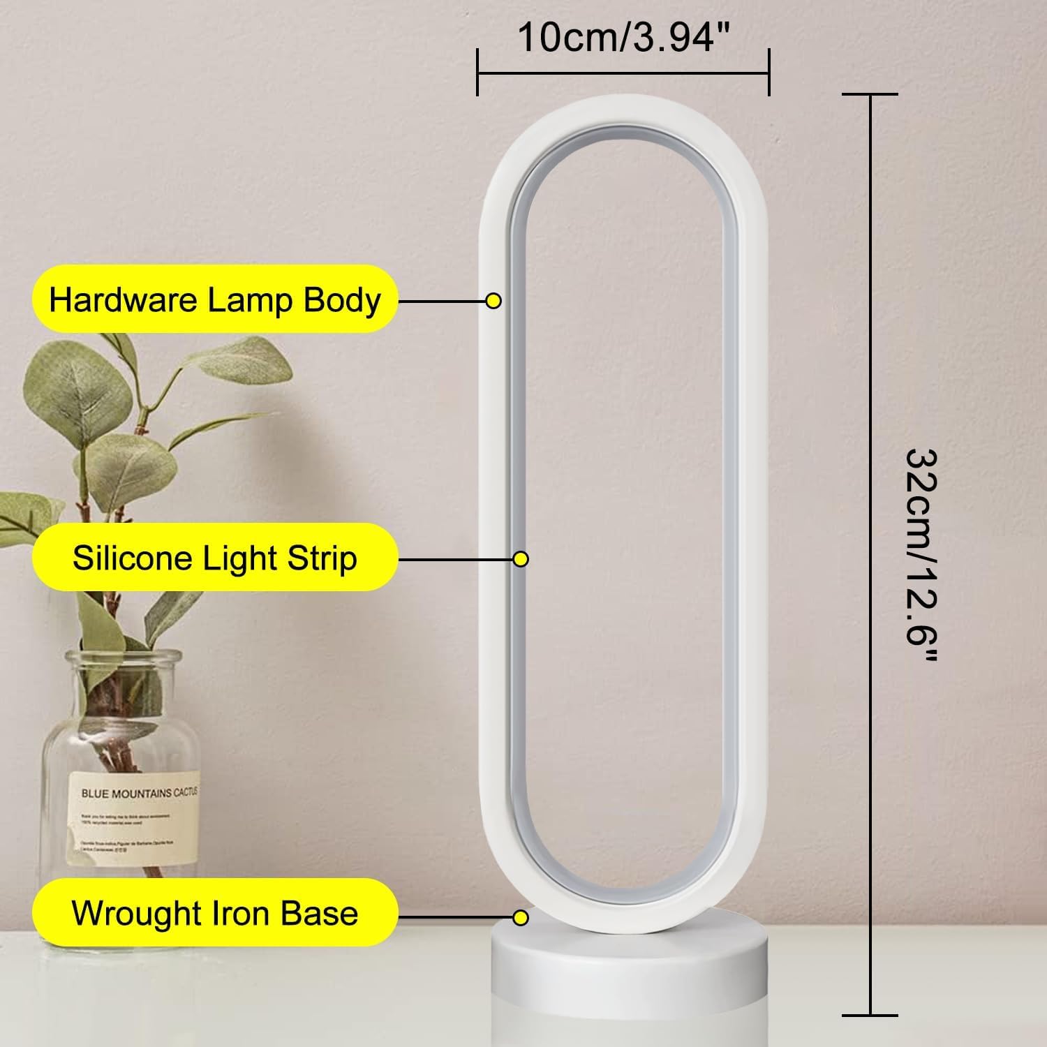 Modern Bedside Table Lamp, Led Oval Nightstand Light, Rechargeable Dimmable Nightstand Lamp, 3 Color Temperatures and 10 Brightness Levels Desk Lamp for Living Room, Bedroom Home Decoration - Image 7