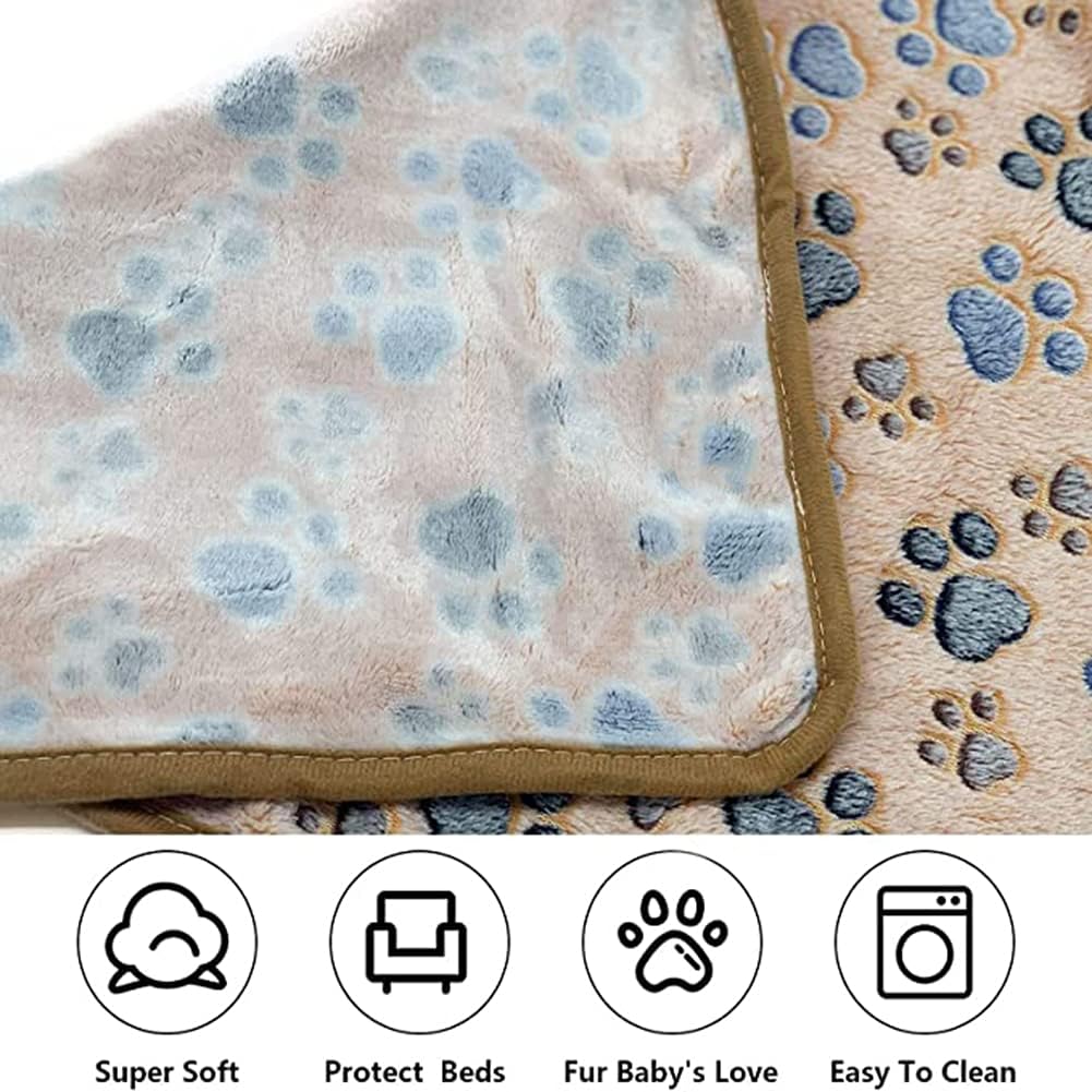 Puppy Dog Blankets, Super Soft Warm Sleep Mat Paw Print Blanket Fluffy Premium Fleece Pet Blanket Flannel Throw Dog Washable Blankets for Dogs Puppy Cat, Brown Paw Print Small, 3 Pack (23"x 16") - Image 7