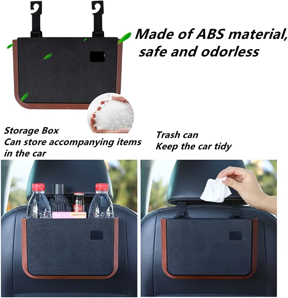SYOSI Car Garbage Can, Hanging Car Trash Can, Collapsible Portable Waterproof Mini Trash Bin Small Car Organizer Holder Small Car Storage Pockets with Clip for Front Back Seat Accessories, Black - Image 2