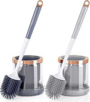 Silicone Toilet Brush Set, 2 Pack T...