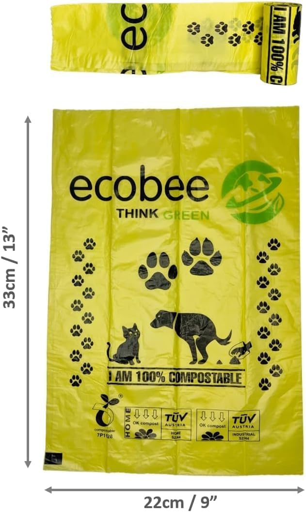 100% compostable – Dog & Cat pet poop bags, Unscented, Certified Home & Industrial compostable, 22cmx33cm, eco-friendly, leak proof & Strong poo bags for Dogs, cat litter | 3 Packs (180 Bags) - Image 4