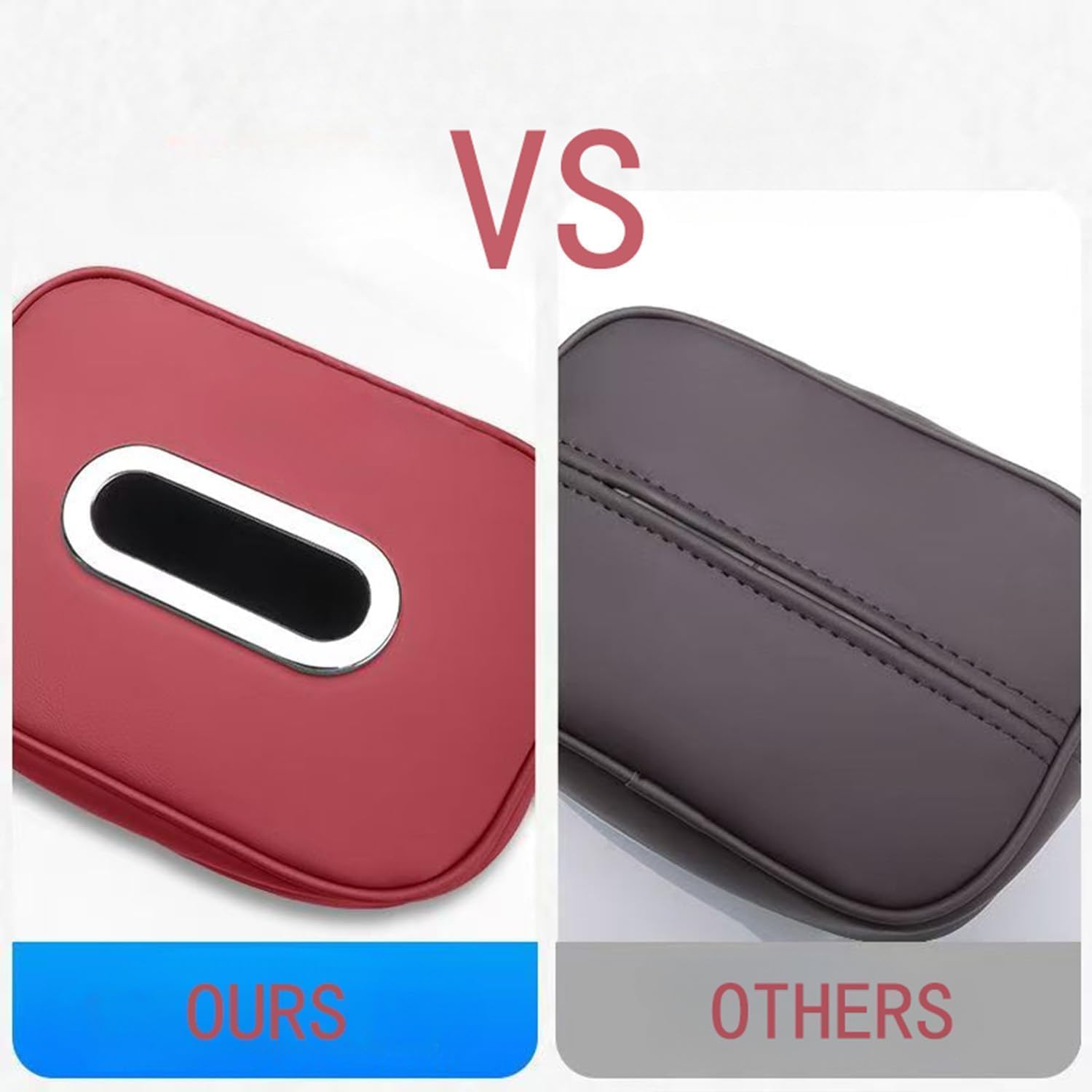 Car Tissue Box Holder with Adjustable Strap Compatible with BYD Leopard 5/8 Accessories, Electroplated Opening, Premium Leather Napkin Storage Box (Black) - Image 3