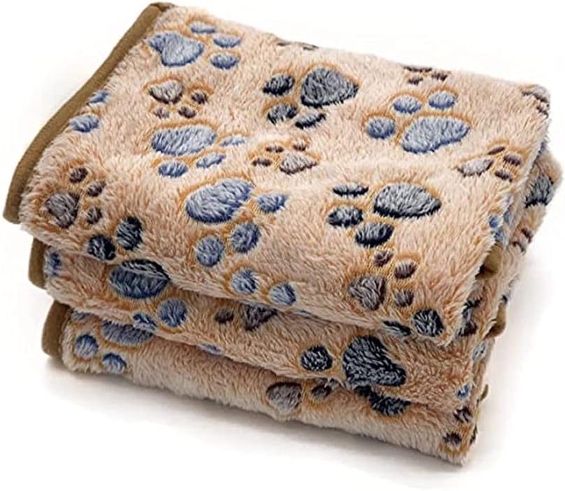 Puppy Dog Blankets, Super Soft Warm Sleep Mat Paw Print Blanket Fluffy Premium Fleece Pet Blanket Flannel Throw Dog Washable Blankets for Dogs Puppy Cat, Brown Paw Print Small, 3 Pack (23"x 16") - Image 5