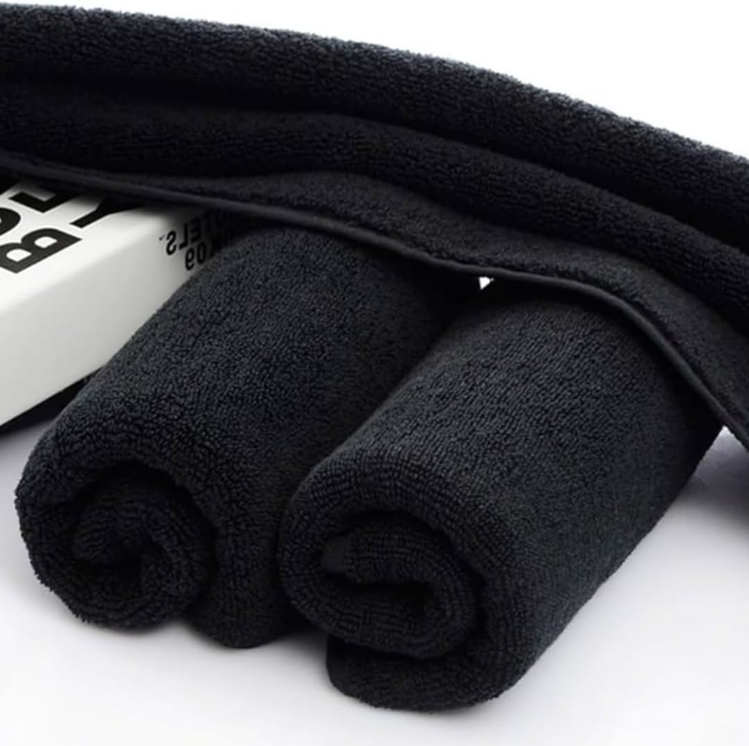 ZEE-TEX Premium Towel Set – 100% Cotton, Ultra Soft & Absorbent | Includes 2 Bath Towels, 2 Hand Towels & 4 Face Towels | BLACK | Spa-Quality Bathroom Set - Image 3