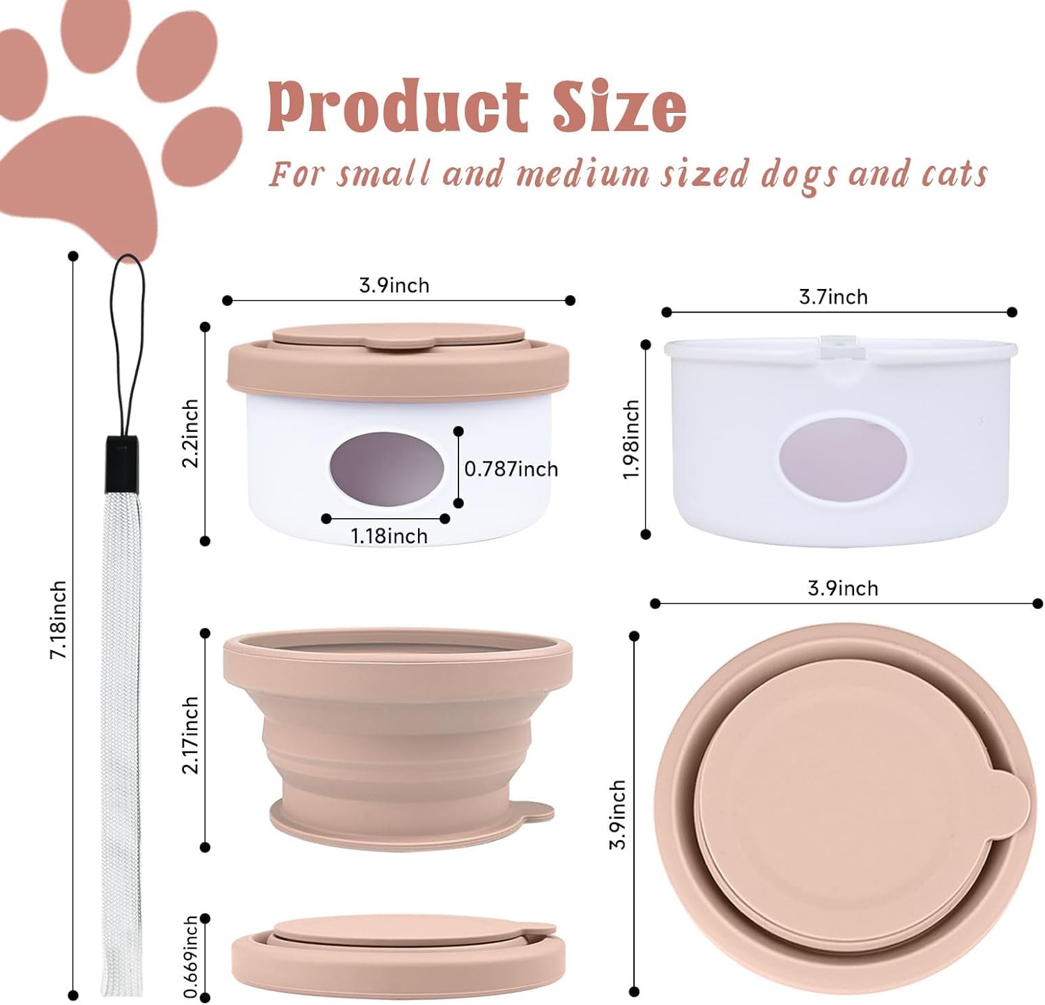 Tazweeq Collapsible Travel Dog Bowl with Lid, 3 in 1 Portable Silicone Dog Food and Water Bowl with 3 Poop Bags, Folding Pet Food Container for Puppy, Cat - Image 2