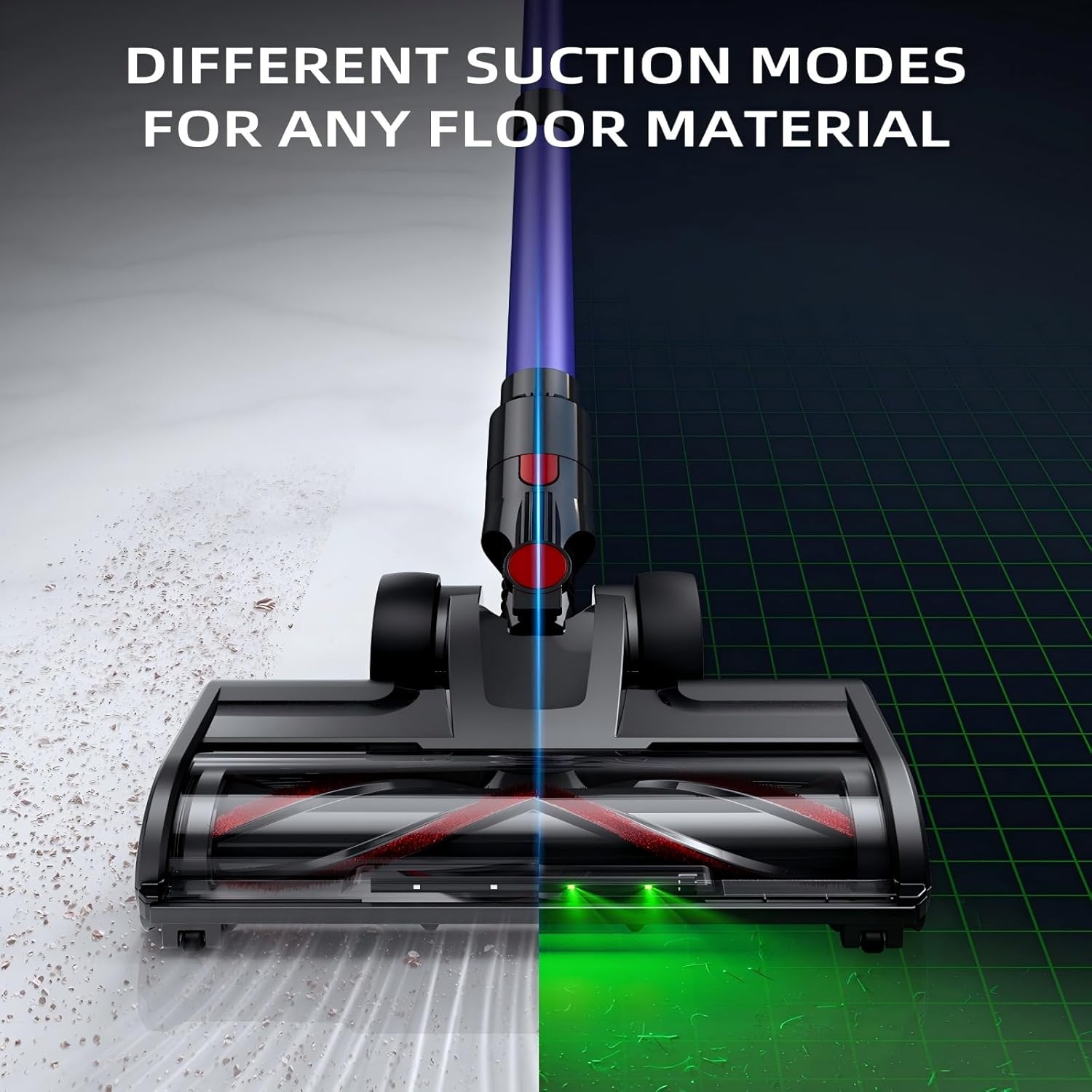 Cordless Vacuum Cleaner,550W Vacuum Cleaners for Home, 60Mins Stick Vacuum with LED Display, Anti-Tangle & Wall Mount Charging, 8 in 1 Lightweight Vacuum for Hard Floors Carpet Pet Hair - Image 4