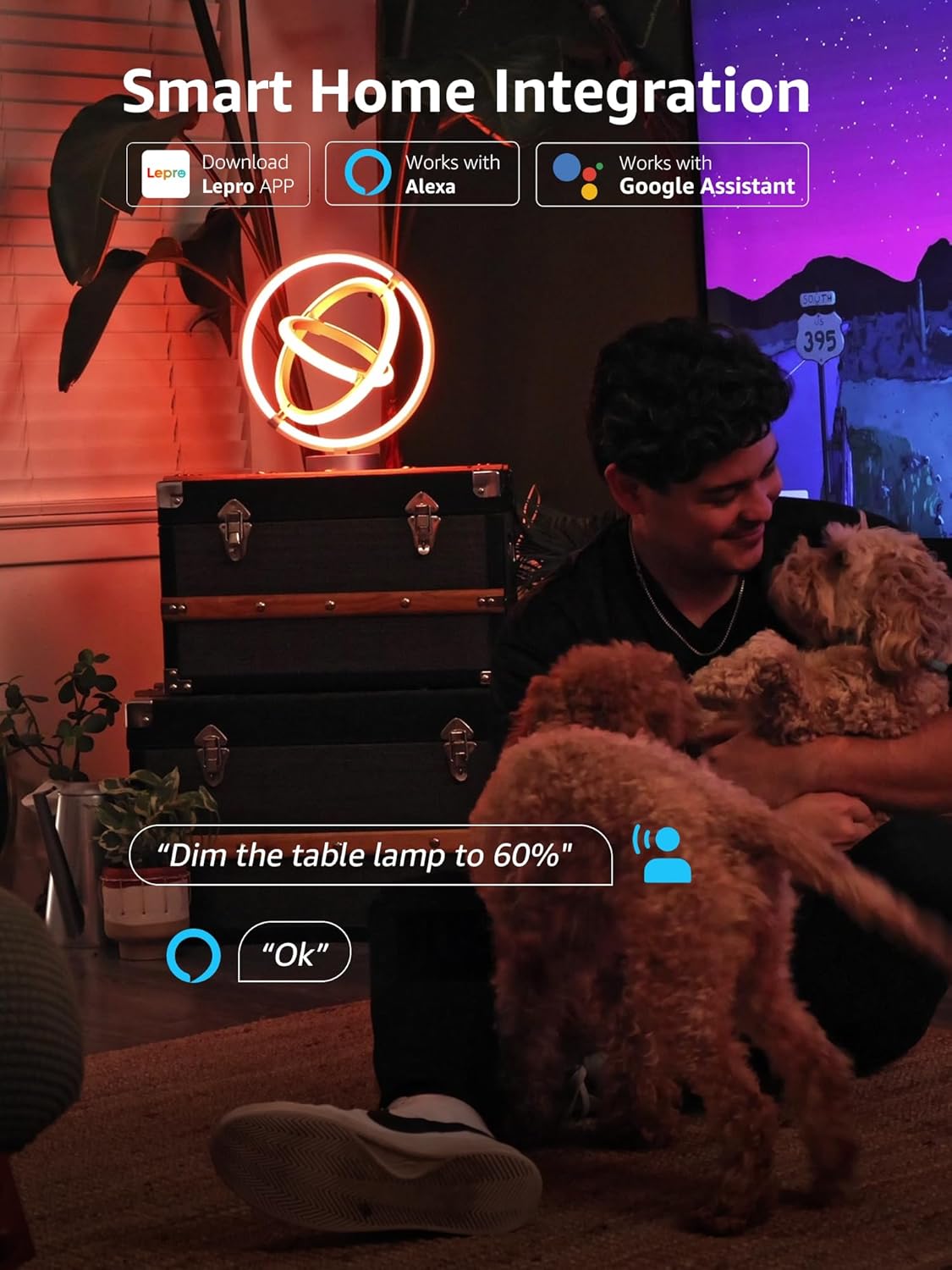 Lepro TB1 AI Table Lamp, Smart LED Lamp with Music Sync, Personalized AI Lighting Designer, Gift, Colour Changing DIY, Voice Cotrol, Works with Alexa & Google Assistant, Bluetooth & 2.4GHz WiFi - Image 5