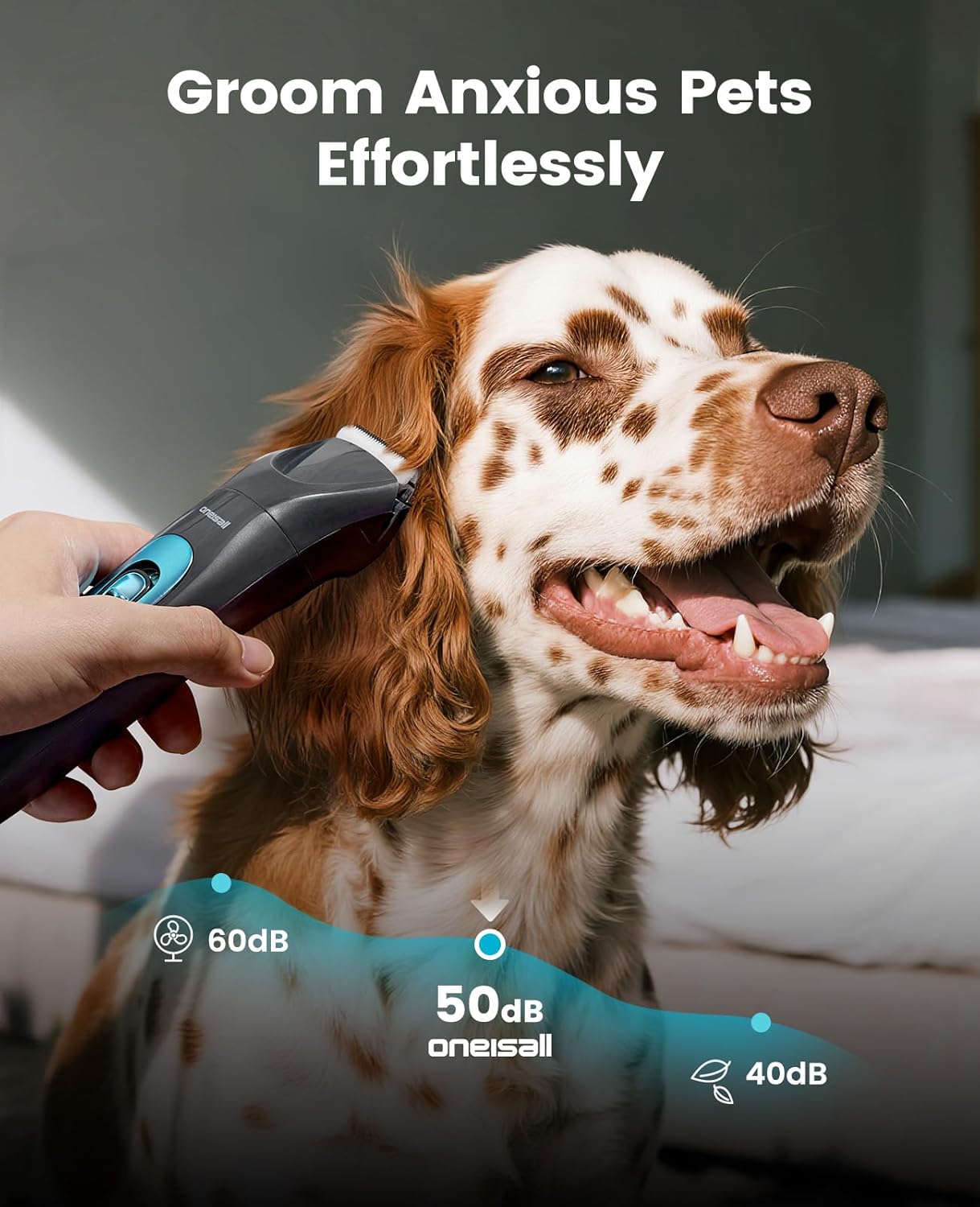 oneisall Professional Dog Grooming Kit at Home: All-in-One Quiet Clippers & Nail Grinder with LED Light, 2000mAh Cordless Dog Shaver, Safe Poodle Grooming Kit for Paws, Face, Ears & Body - Image 3