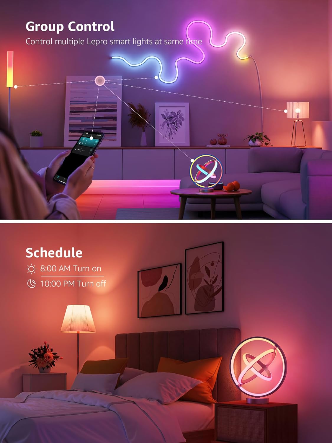 Lepro TB1 AI Table Lamp, Smart LED Lamp with Music Sync, Personalized AI Lighting Designer, Gift, Colour Changing DIY, Voice Cotrol, Works with Alexa & Google Assistant, Bluetooth & 2.4GHz WiFi - Image 7