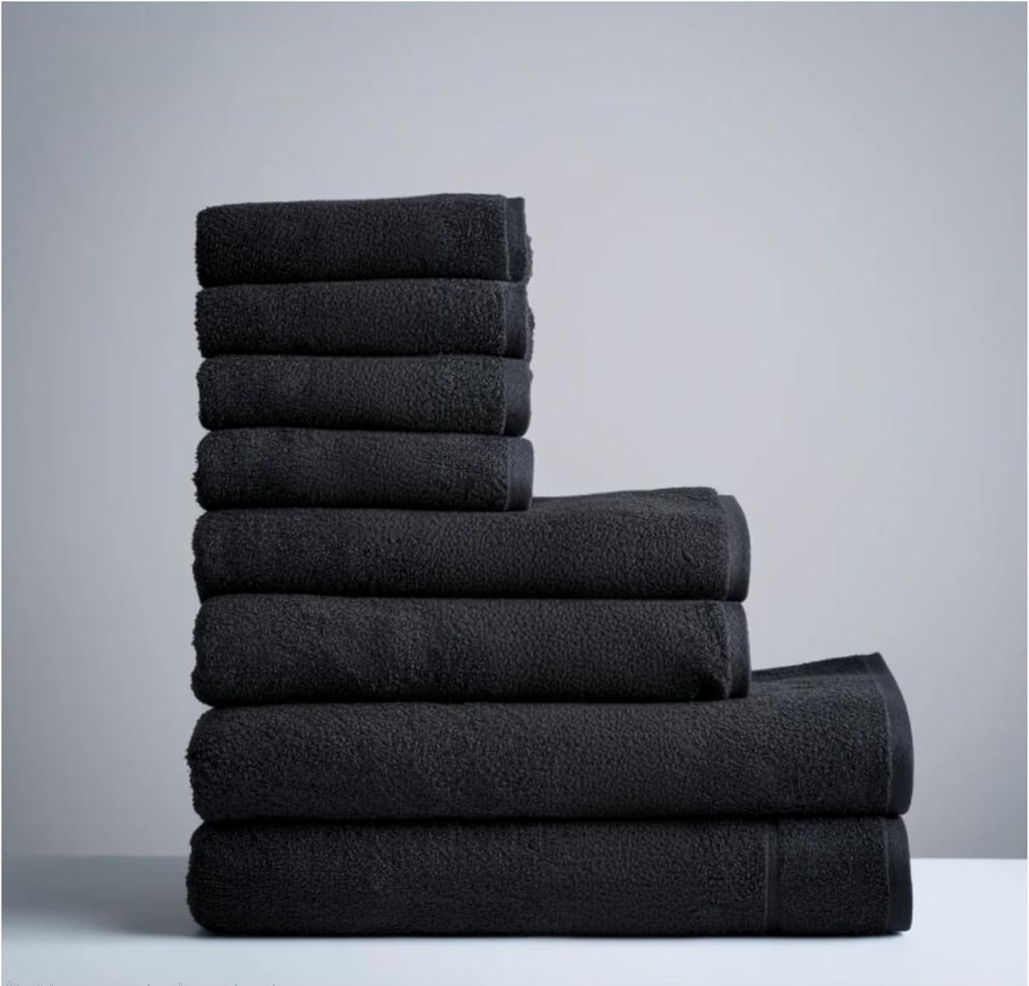 ZEE-TEX Premium Towel Set – 100% Cotton, Ultra Soft & Absorbent | Includes 2 Bath Towels, 2 Hand Towels & 4 Face Towels | BLACK | Spa-Quality Bathroom Set