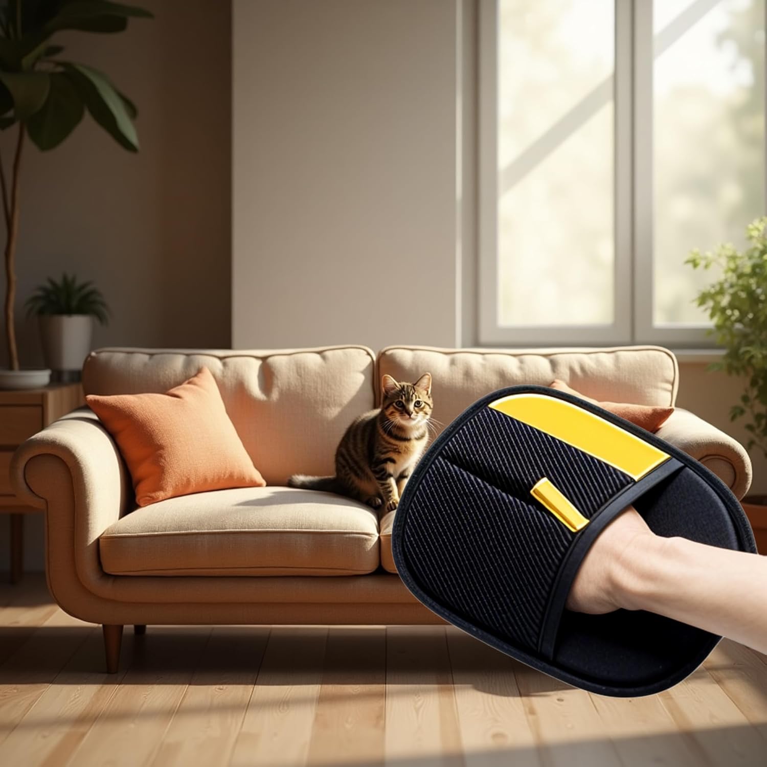 Cat & Dog Hair Remover Glove | Gentle Grooming & Deshedding Brush | Reusable Lint Remover Tool for Furniture, Couch, Clothes & Car Seats | Washable Pet Supplies | Lint Roller (Set Of 2) - Image 9