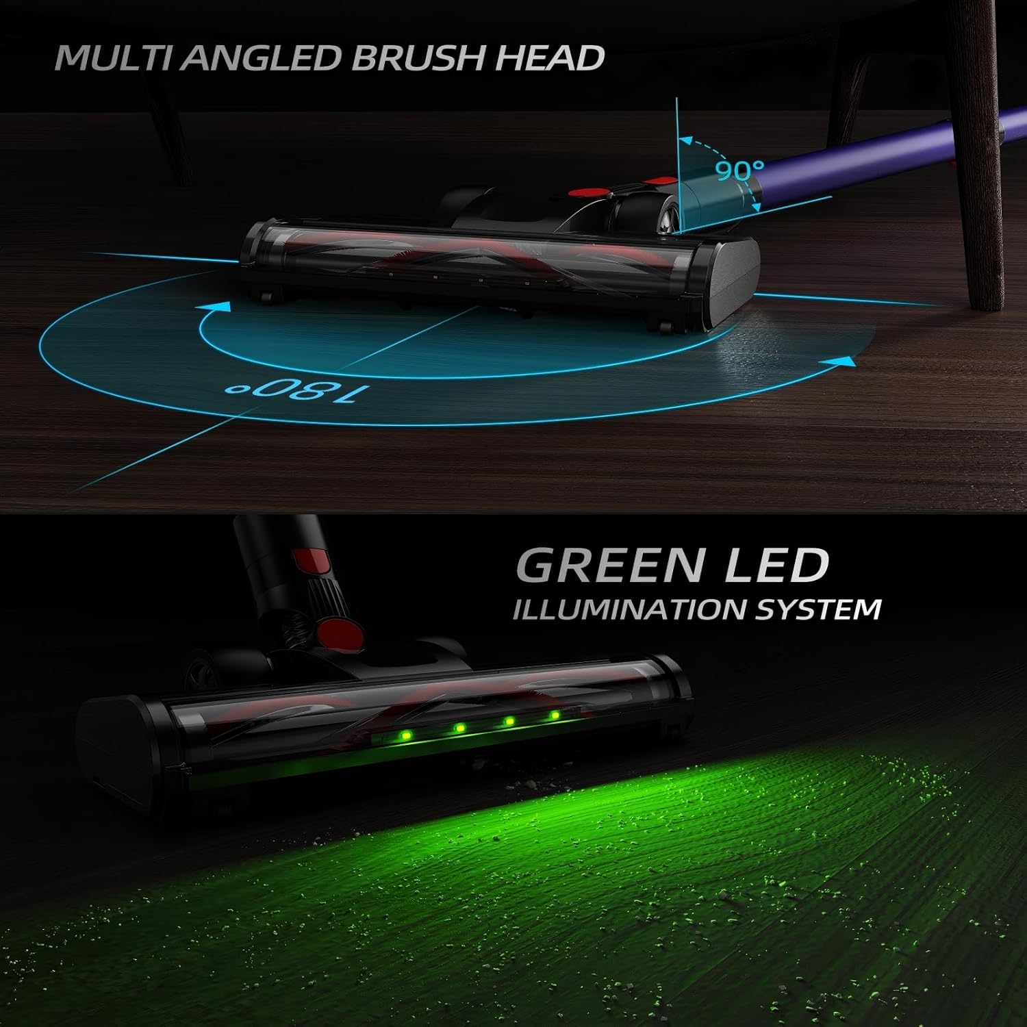 Cordless Vacuum Cleaner,550W Vacuum Cleaners for Home, 60Mins Stick Vacuum with LED Display, Anti-Tangle & Wall Mount Charging, 8 in 1 Lightweight Vacuum for Hard Floors Carpet Pet Hair - Image 3