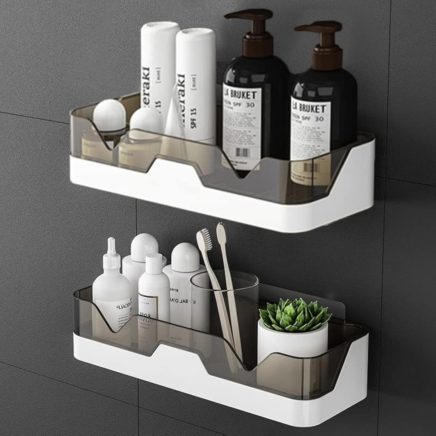 Shower Caddy Adhesive Shower Shelf for Bathroom: Premium Wall Mount Bathroom Organizer Shelf - No Drilling Corner Sower Organizer - Upgraded Rustproof Kitchen Storage Rack (2 Pcs)