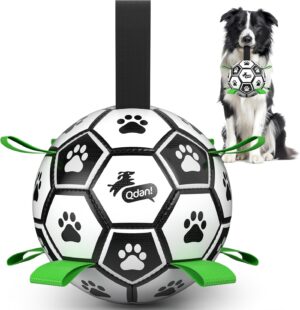 QDAN Dog Toys Soccer Ball with Stra...