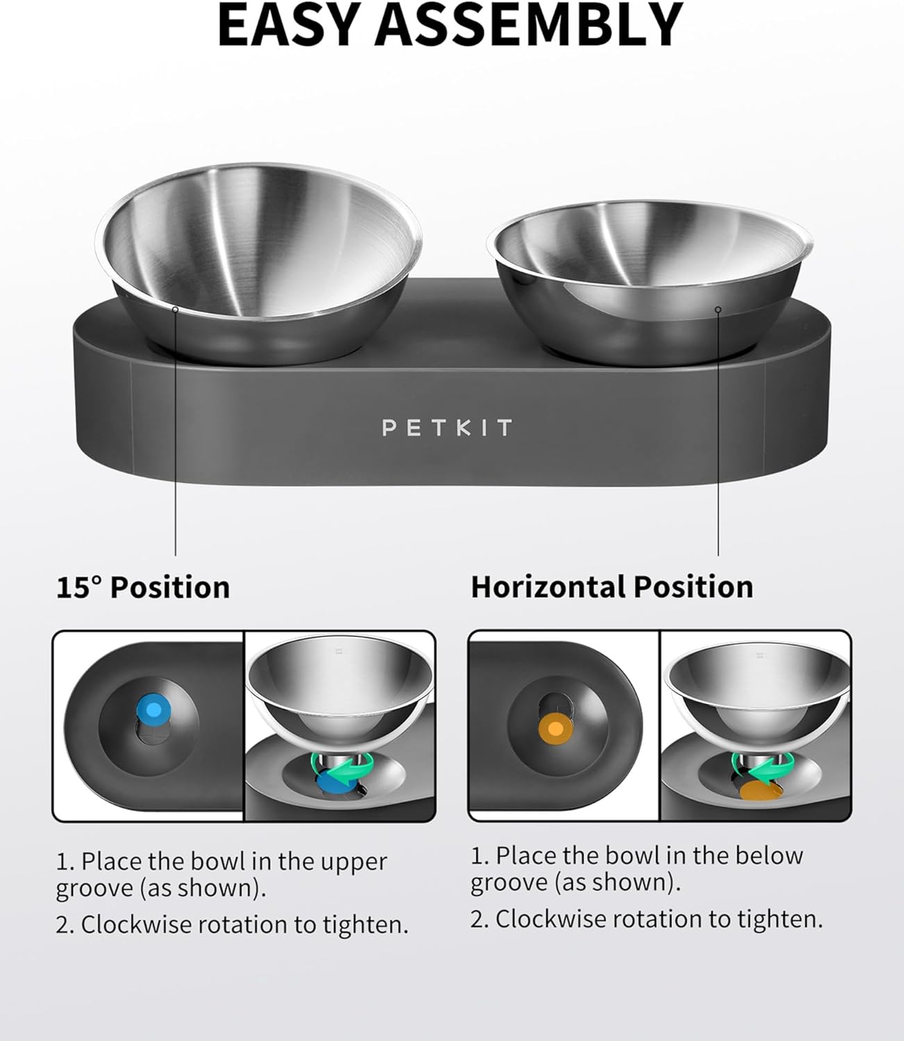 PETKIT CYBERTAIL Stainless Steel Raised Bowl, Inclined Food and Feeding Bowls, Non-Slip, No Spill for Cats and Small Dogs - Image 4