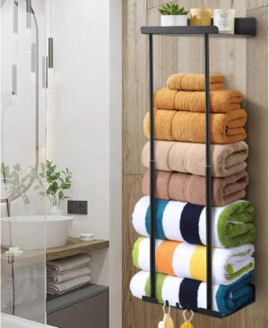 ZHHMl Towel Rack with Shelf for Bat...