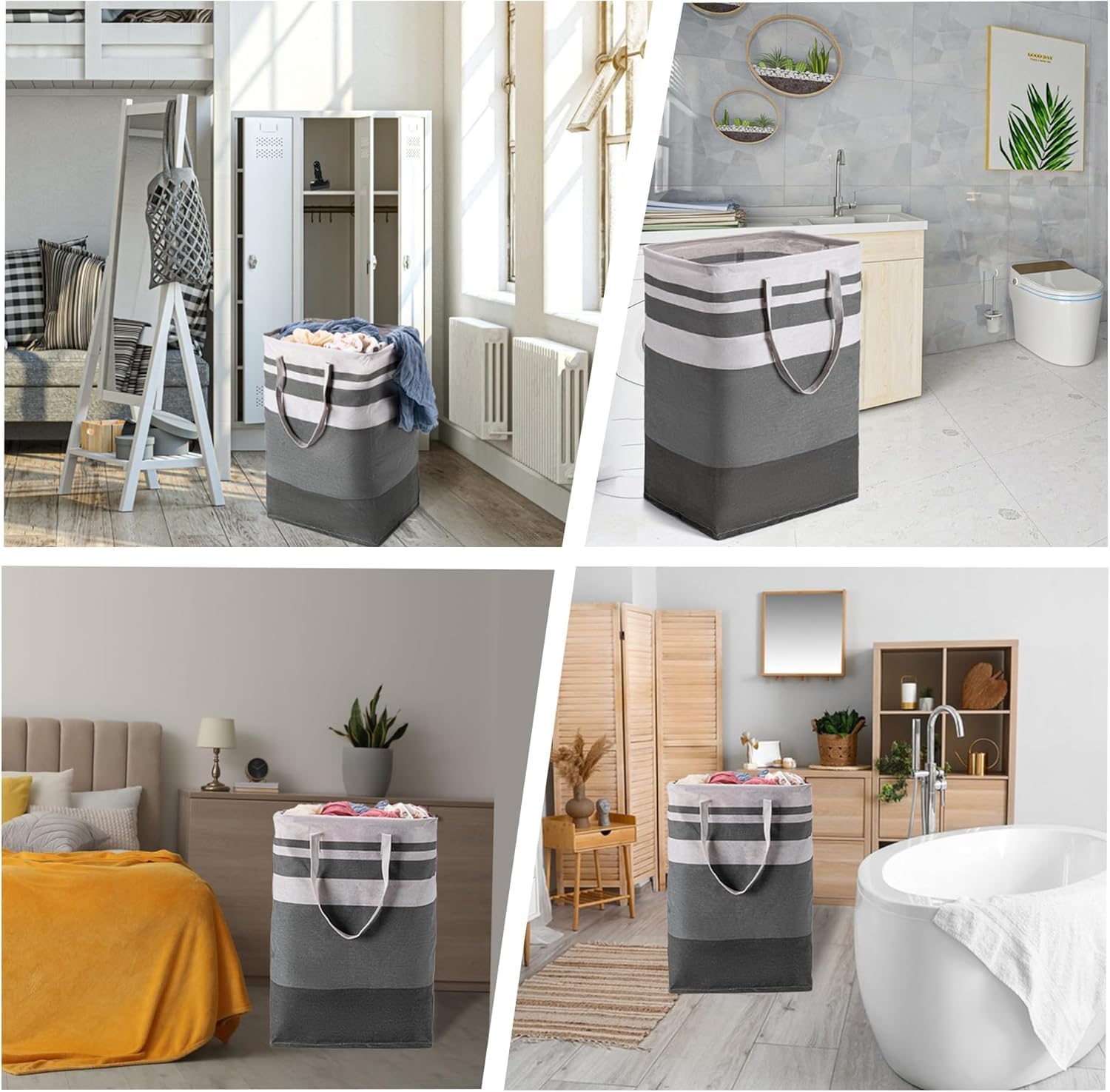 2-Pack Laundry Basket 75L, Waterproof, Freestanding Large Laundry Hamper, Collapsible Tall with Easy Carry Handles for Clothes Room Bedroom Bathroom Dorm-(Gradient Grey) - Image 7