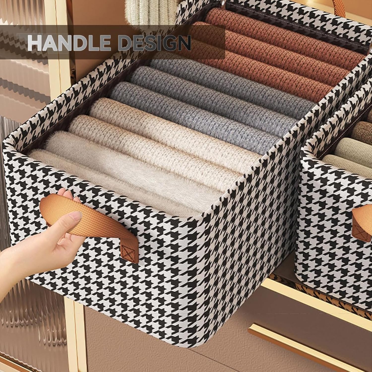 3 Pack Foldable Wardrobe Clothes Organizer with Steel Frame – Stackable Non-woven Fabric Storage Boxes with Handles for Jeans, Pants, Sweaters, Dresses & Closet Storage - Image 5